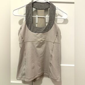 Lululemon Vintage Grey White Halter Workout Tank Top Size 8 Women’s Y2K